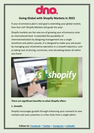 Going Global with Shopify Markets in 2022