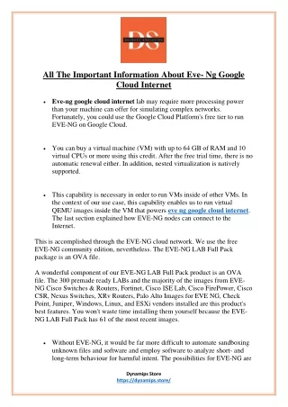 All the important information about eve- ng google cloud internet