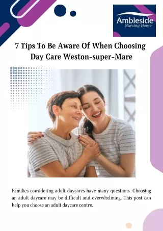 7 Tips To Be Aware Of When Choosing Day Care Weston-super-Mare