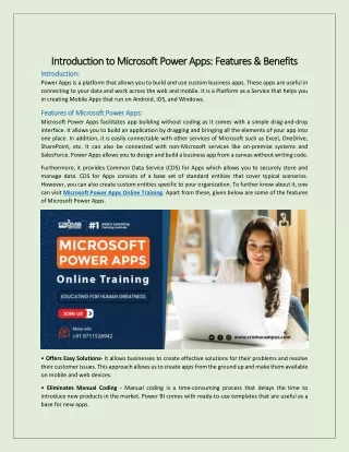 introduction to microsoft power apps features