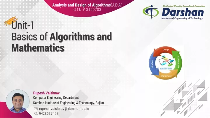 unit 1 basics of algorithms and mathematics