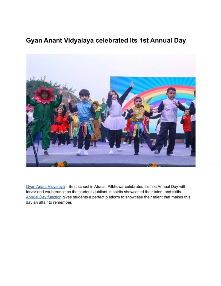 gyan anant vidyalaya celebrated its 1st annual day