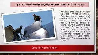 tips to consider when buying my solar panel