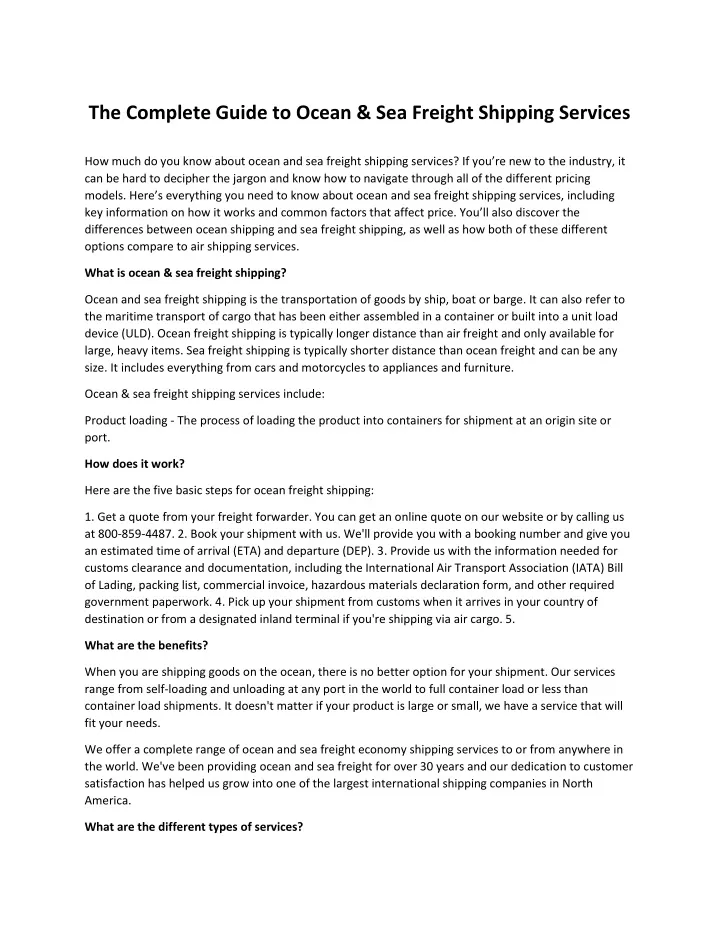 the complete guide to ocean sea freight shipping