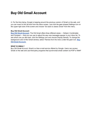 Buy Old Gmail Account