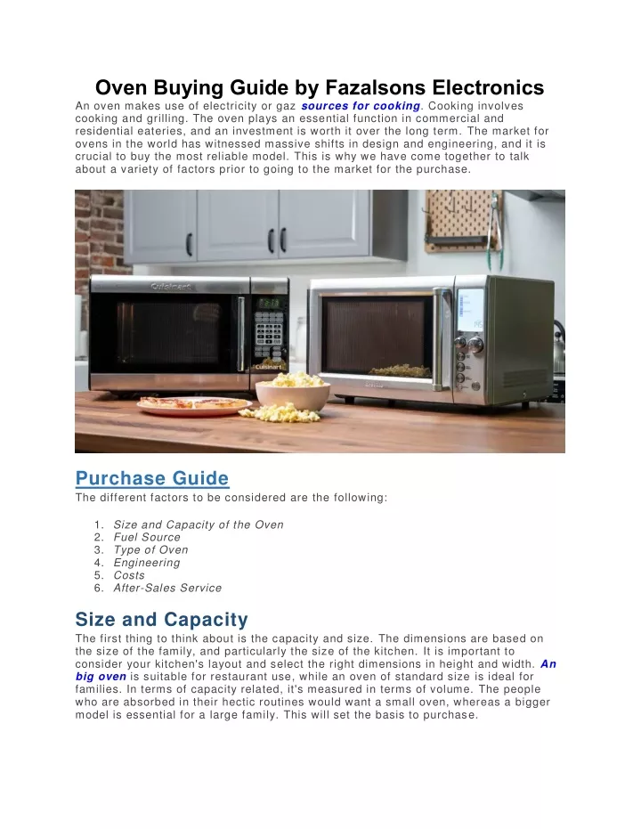 oven buying guide by fazalsons electronics