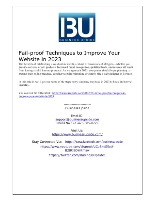 fail proof techniques to improve your website