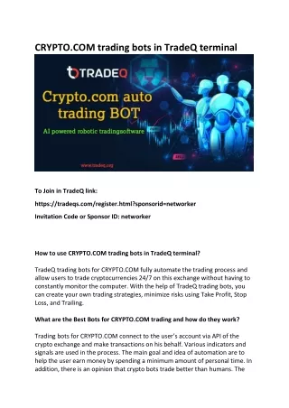 CRYPTO.COM trading bots in TradeQ terminal