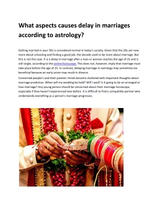 what aspects causes delay in marriages according