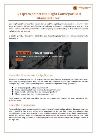 5 Tips to Select the Right Conveyor Belt Manufacturer