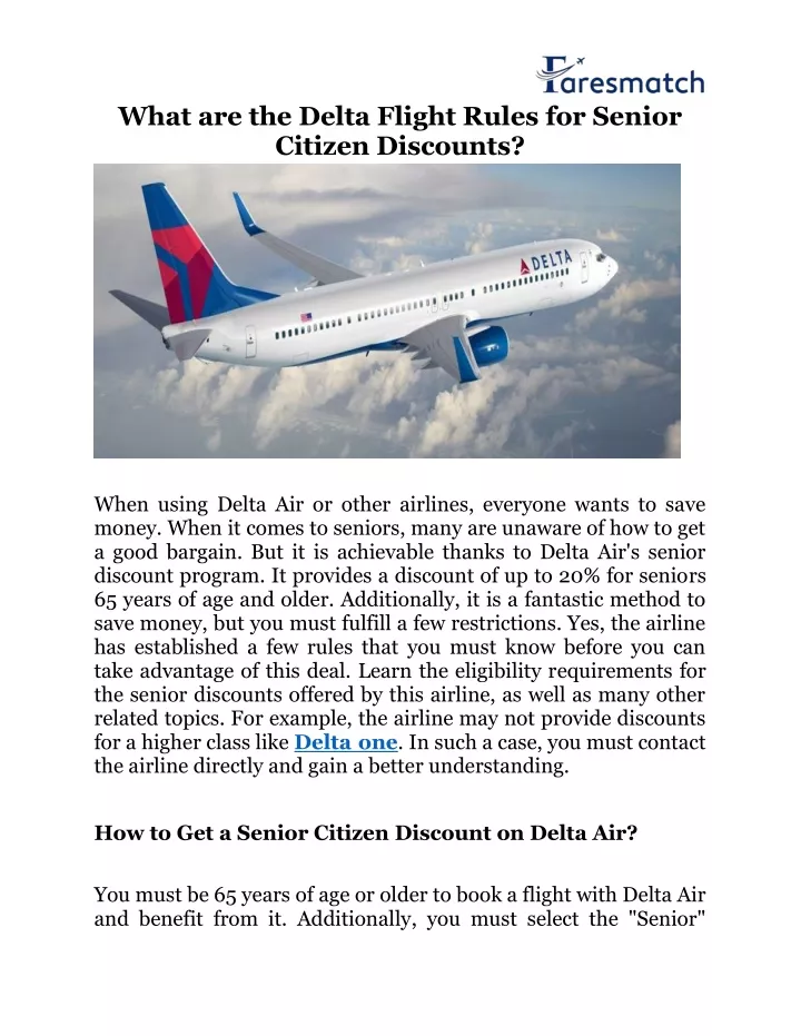 what are the delta flight rules for senior