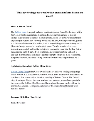 why developing your own roblox clone platform