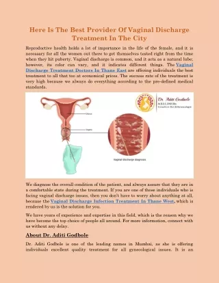 Vaginal Discharge Treatment Doctors In Thane East - draditigodbole