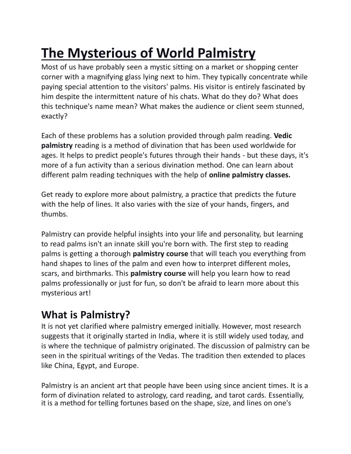 the mysterious of world palmistry most of us have