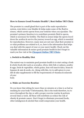 How to Ensure Good Prostate Health