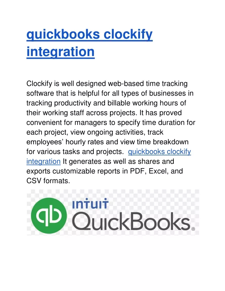 quickbooks clockify integration