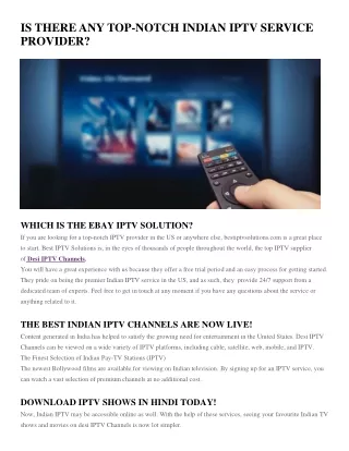 IS THERE ANY TOP-NOTCH INDIAN IPTV SERVICE PROVIDER?