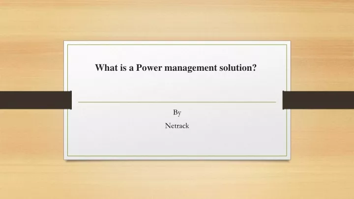 what is a power management solution