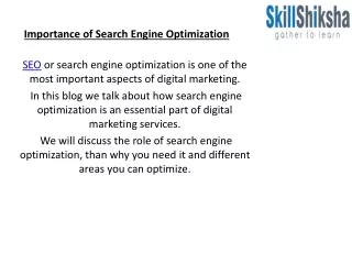 importance of search engine optimization