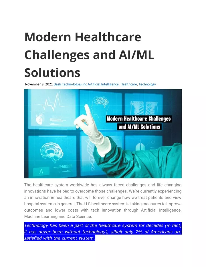 modern healthcare challenges and ai ml solutions