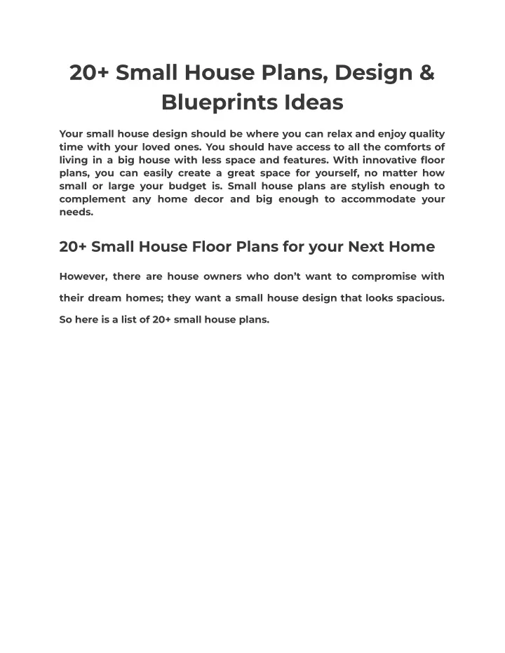 20 small house plans design blueprints ideas