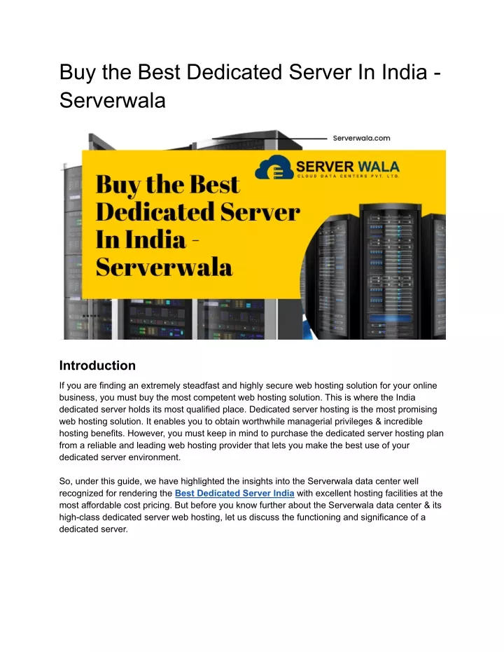 buy the best dedicated server in india serverwala