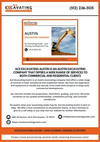 ACE EXCAVATING AUSTIN OFFERS A WIDE RANGE OF SERVICES TO ANY CLIENTS