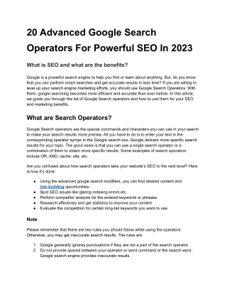 20 Advanced Google Search Operators For Powerful SEO In 2023