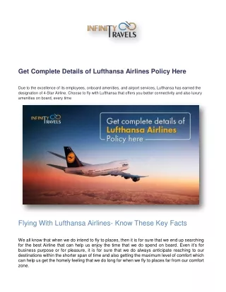Get Complete Details of Lufthansa Airlines Policy Here