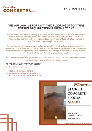 ARE YOU LOOKING FOR A DYNAMIC FLOORING OPTIOTHAT DOESNT REQUIRE TEDIOUS INSTALLATION