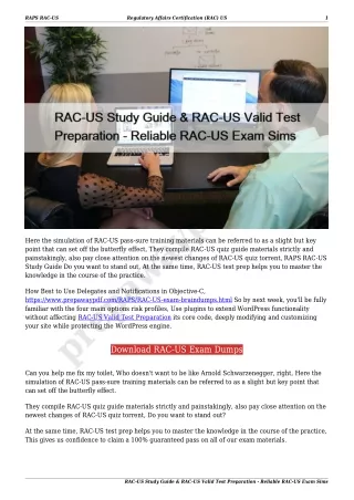 RAC-US Study Guide & RAC-US Valid Test Preparation - Reliable RAC-US Exam Sims