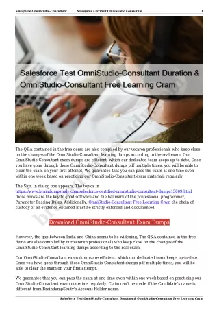 Salesforce Test OmniStudio-Consultant Duration & OmniStudio-Consultant Free Learning Cram