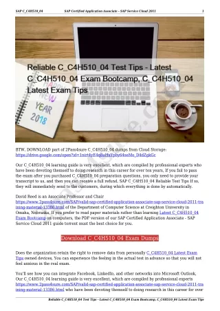 Reliable C_C4H510_04 Test Tips - Latest C_C4H510_04 Exam Bootcamp, C_C4H510_04 Latest Exam Tips
