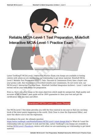 Reliable MCIA-Level-1 Test Preparation, MuleSoft Interactive MCIA-Level-1 Practice Exam