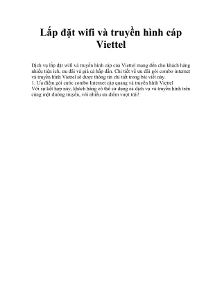 Lắp đặt wifi và truyền hình cáp Viettel