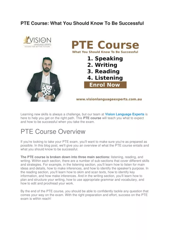pte course what you should know to be successful