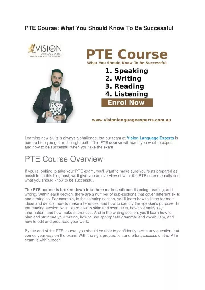 PPT - PTE Course - What You Should Know To Be Successful PowerPoint ...