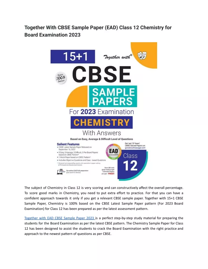 together with cbse sample paper ead class