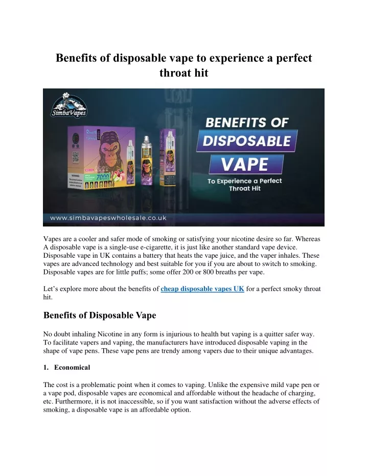 benefits of disposable vape to experience