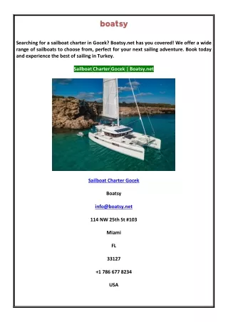 Sailboat Charter Gocek