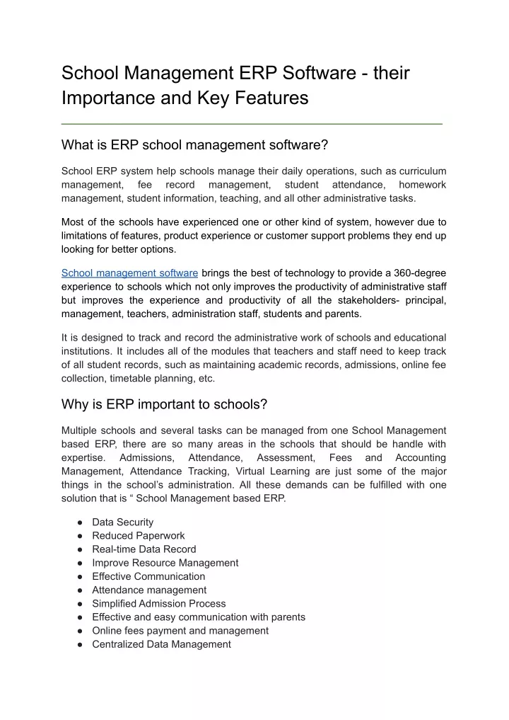 school management erp software their importance