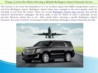 Reliable Burlington Airport Limousine Service - Skyway City Limo