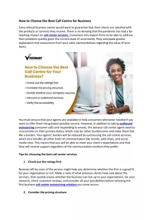 how to choose the best call centre for business