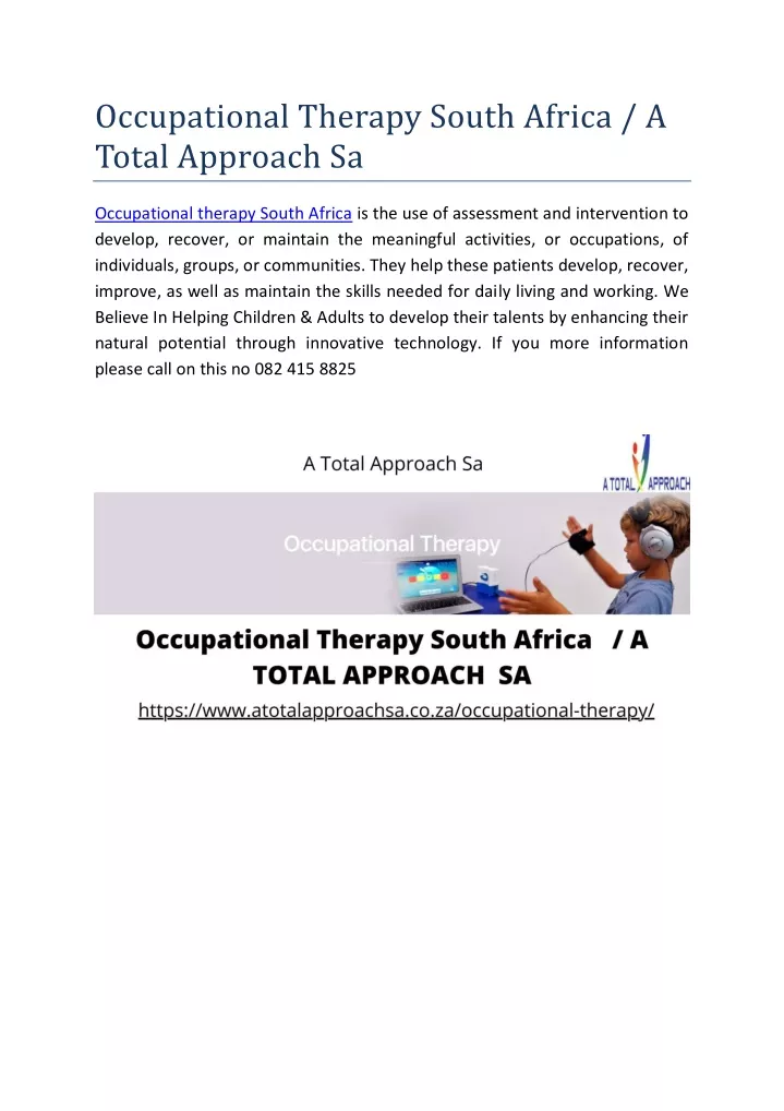 occupational therapy south africa a total