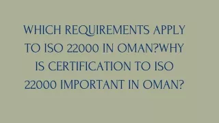 which requirements apply to iso 22000 in oman