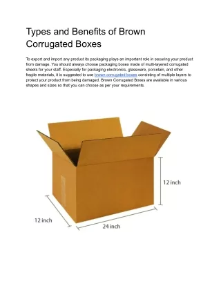 Types and Benefits of Brown Corrugated Boxes
