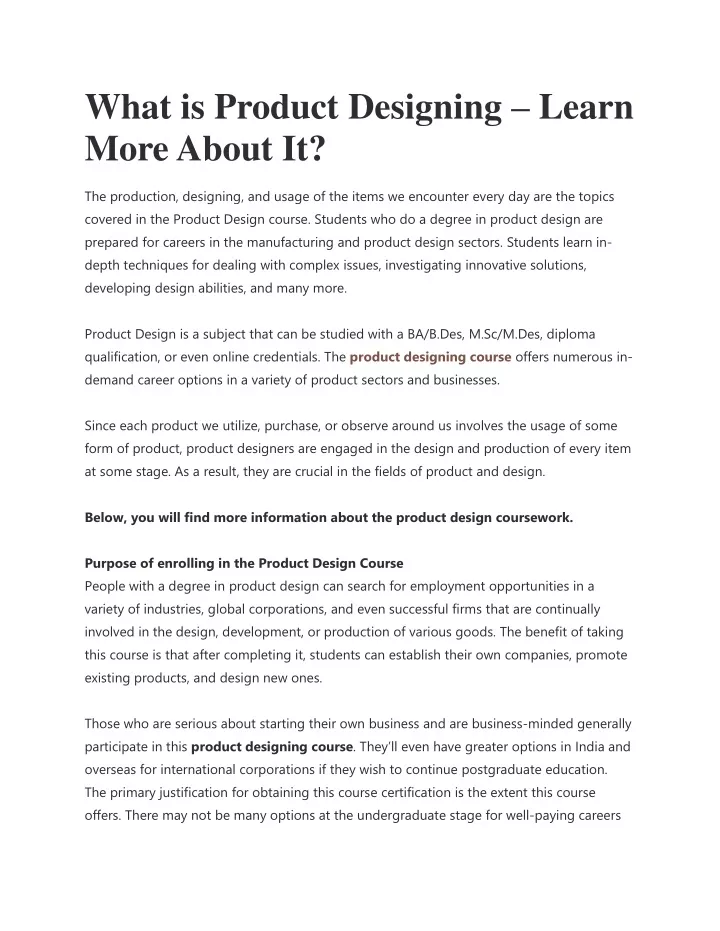 what is product designing learn more about it