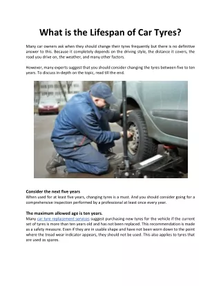 What Is The Lifespan Of Car Tyres?