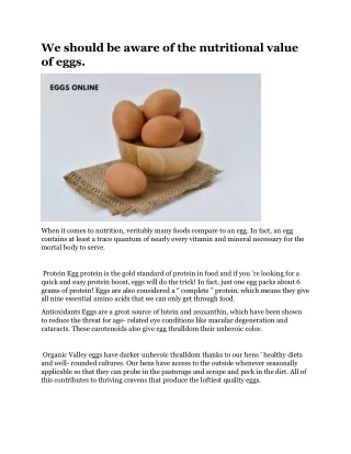 we should be aware of the nutritional value