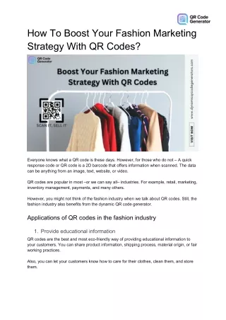 How To Boost Your Fashion Marketing Strategy With QR Codes?